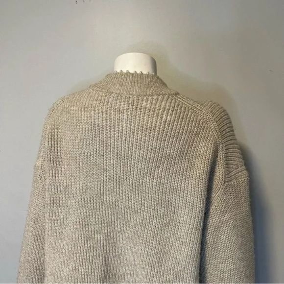 H&M Sweater with Pearlescent Beads in oatmeal soft rib knit oversized slouchy M - Picture 6 of 11